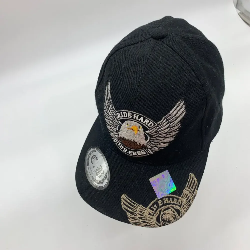 Capbai Ride Hard Die Free Motorcycle Cap One Size Fit All Black Color